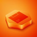 Isometric Carton cardboard box icon isolated on orange background. Box, package, parcel sign. Delivery and packaging Royalty Free Stock Photo