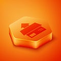 Isometric Carton cardboard box icon isolated on orange background. Box, package, parcel sign. Delivery and packaging Royalty Free Stock Photo