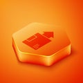 Isometric Carton cardboard box icon isolated on orange background. Box, package, parcel sign. Delivery and packaging Royalty Free Stock Photo