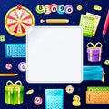 Isometric cartoon bingo game frame Royalty Free Stock Photo