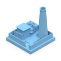 Isometric cartoon factory in the style of Minimal. Blue building on a white background. 3d rendering. Royalty Free Stock Photo