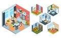Isometric cartoon room composition set Royalty Free Stock Photo