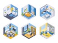 Isometric cartoon room composition set Royalty Free Stock Photo