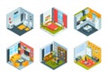 Isometric cartoon room composition set Royalty Free Stock Photo