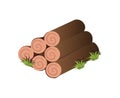 Isometric Cartoon Tree Logs of Timber - Element for Tileset Map, or Landscape Design