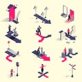 Isometric cartoon ways of choosing set