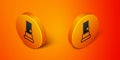 Isometric Cartridges icon isolated on orange background. Shotgun hunting firearms cartridge. Hunt rifle bullet icon