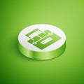 Isometric Case or box container for wobbler and gear fishing equipment icon isolated on green background. Fishing tackle Royalty Free Stock Photo