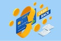 Isometric Cash back service, financial payment, Loyalty reward points