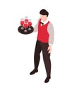 Waiter With Drinks Composition Royalty Free Stock Photo