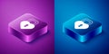 Isometric Castle in the shape of a heart icon isolated on blue and purple background. Locked Heart. Love symbol and