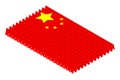 Isometric caution floor sign in row, China national flag shape concept design illustration