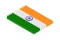 Isometric caution floor sign in row, India national flag shape concept design illustration