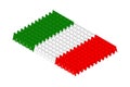 Isometric caution floor sign in row, Italy national flag shape concept design illustration