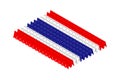 Isometric caution floor sign in row, Thailand national flag shape concept design illustration