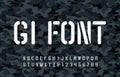 GI alphabet font. Scratched type letters and numbers on camo background. Royalty Free Stock Photo