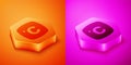 Isometric Celsius icon isolated on orange and pink background. Hexagon button. Vector