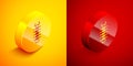 Isometric Centipede insect icon isolated on orange and red background. Circle button. Vector Royalty Free Stock Photo