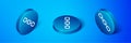 Isometric Chain link icon isolated on blue background. Link single. Hyperlink chain symbol. Blue circle button. Vector