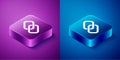 Isometric Chain link icon isolated on blue and purple background. Link single. Hyperlink chain symbol. Square button Royalty Free Stock Photo