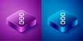 Isometric Chain link icon isolated on blue and purple background. Link single. Hyperlink chain symbol. Square button