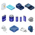 Isometric Chargers And Batteries Collection