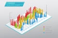 Isometric chart 3D. Energy resources analytic graph.