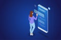 Isometric ChatGPT concept. Artificial intelligence chatbot, Machine learning,