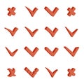Isometric check marks tick cross icons set vector illustration Royalty Free Stock Photo