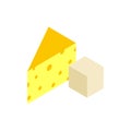 Isometric cheese icon.Vector illustration isolated on white background. Royalty Free Stock Photo