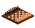 Isometric chess pieces with board Royalty Free Stock Photo