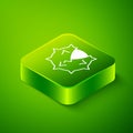 Isometric Chestnut icon isolated on green background. Barbed and strong chestnut. Green square button. Vector