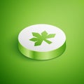 Isometric Chestnut leaf icon isolated on green background. White circle button. Vector Royalty Free Stock Photo