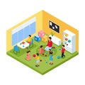 Isometric Children In Kindergarten Concept Royalty Free Stock Photo