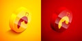 Isometric Chinese fortune cookie icon isolated on orange and red background. Asian traditional. Circle button. Vector Royalty Free Stock Photo