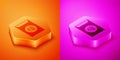 Isometric Chinese New Year icon isolated on orange and pink background. Hexagon button. Vector Royalty Free Stock Photo