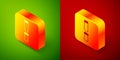 Isometric Chisel tool for wood icon isolated on green and red background. Square button. Vector