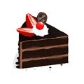 Isometric chocolate cake strawberry vector