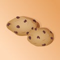 Isometric chocolate chip cookies. Isolated vector illustration