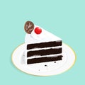 Isometric chocolate cake strawberry vector