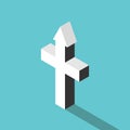 Isometric Christian cross, arrow