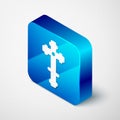 Isometric Christian cross icon isolated on grey background. Church cross. Blue square button. Vector Illustration Royalty Free Stock Photo