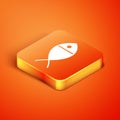 Isometric Christian fish symbol icon isolated on orange background. Jesus fish symbol. Vector Illustration