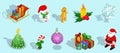 Isometric Christmas Icons Set Royalty Free Stock Photo