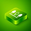 Isometric Christmas lights icon isolated on green background. Merry Christmas and Happy New Year. Green square button Royalty Free Stock Photo