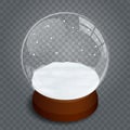 Isometric Christmas transparent snowglobe isolated on transparent vector background. . Winter in glass ball, crystal Royalty Free Stock Photo