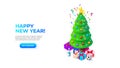 Isometric Christmas tree with gifts. Isometric vector illustration