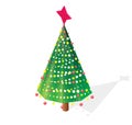 Isometric Christmas Tree with Red Star. 3d Icon Isolated on White Royalty Free Stock Photo