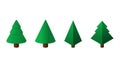 Isometric Christmas trees set. Collection of cone and pyramid shaped isometric trees isolated on white background. Royalty Free Stock Photo
