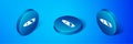 Isometric Cigar icon isolated on blue background. Blue circle button. Vector